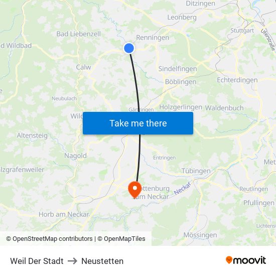 Weil Der Stadt to Neustetten map