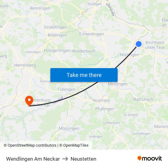 Wendlingen Am Neckar to Neustetten map