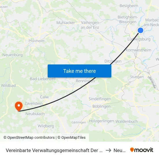 Vereinbarte Verwaltungsgemeinschaft Der Stadt Freiberg am Neckar to Neuweiler map