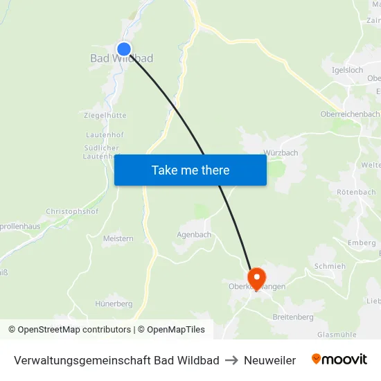Verwaltungsgemeinschaft Bad Wildbad to Neuweiler map