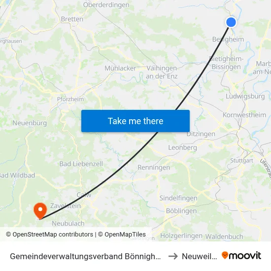 Gemeindeverwaltungsverband Bönnigheim to Neuweiler map