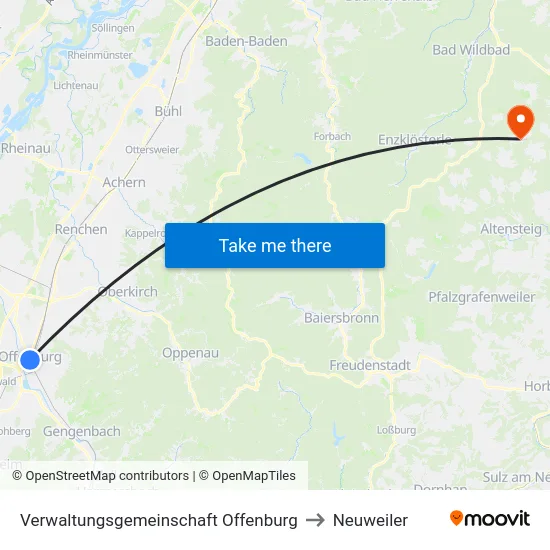Verwaltungsgemeinschaft Offenburg to Neuweiler map
