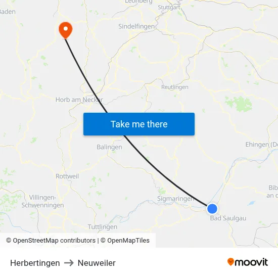 Herbertingen to Neuweiler map
