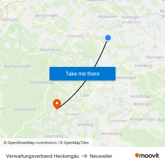 Verwaltungsverband Heckengäu to Neuweiler map
