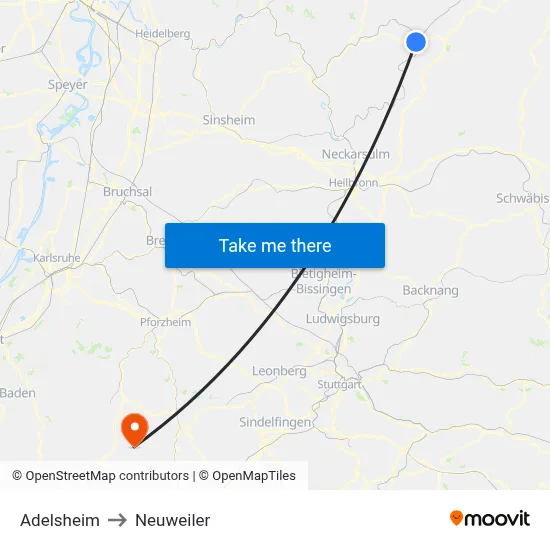 Adelsheim to Neuweiler map
