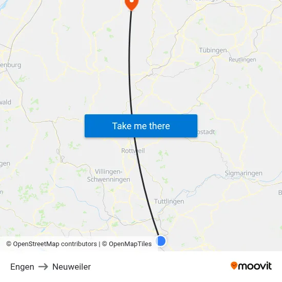 Engen to Neuweiler map