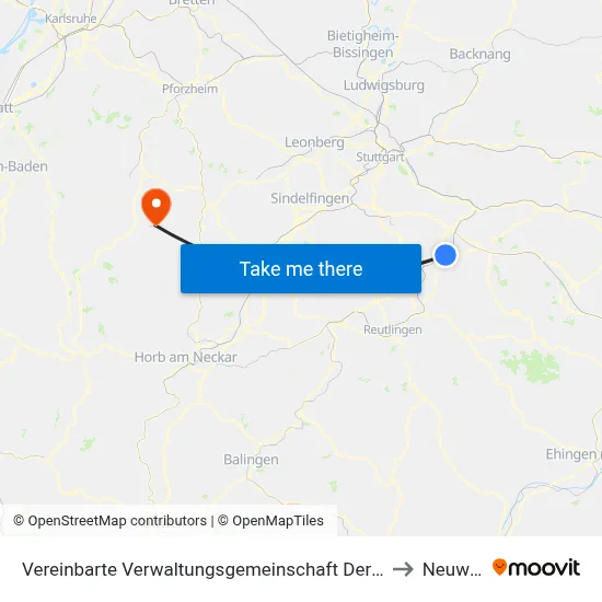 Vereinbarte Verwaltungsgemeinschaft Der Stadt Nürtingen to Neuweiler map