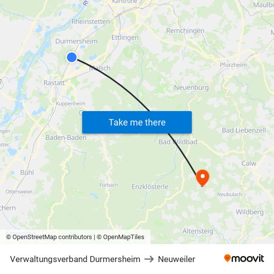 Verwaltungsverband Durmersheim to Neuweiler map