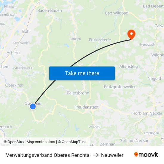 Verwaltungsverband Oberes Renchtal to Neuweiler map