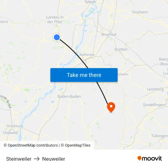 Steinweiler to Neuweiler map