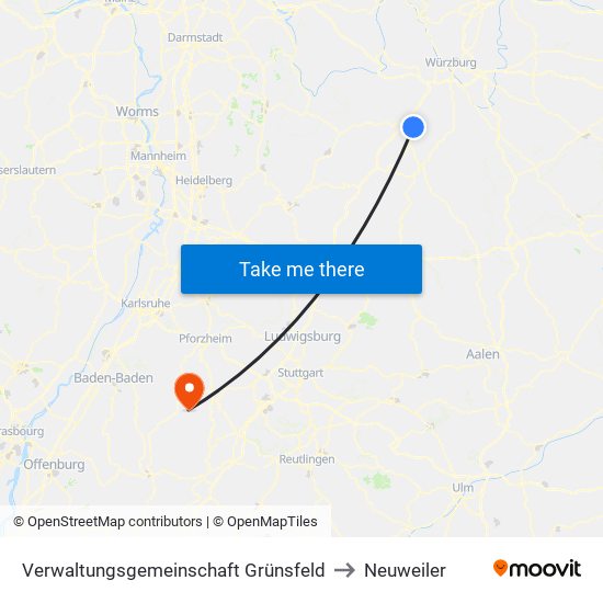 Verwaltungsgemeinschaft Grünsfeld to Neuweiler map