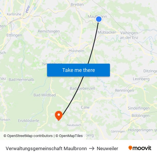 Verwaltungsgemeinschaft Maulbronn to Neuweiler map
