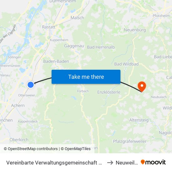 Vereinbarte Verwaltungsgemeinschaft Bühl to Neuweiler map