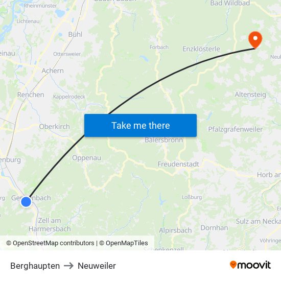 Berghaupten to Neuweiler map