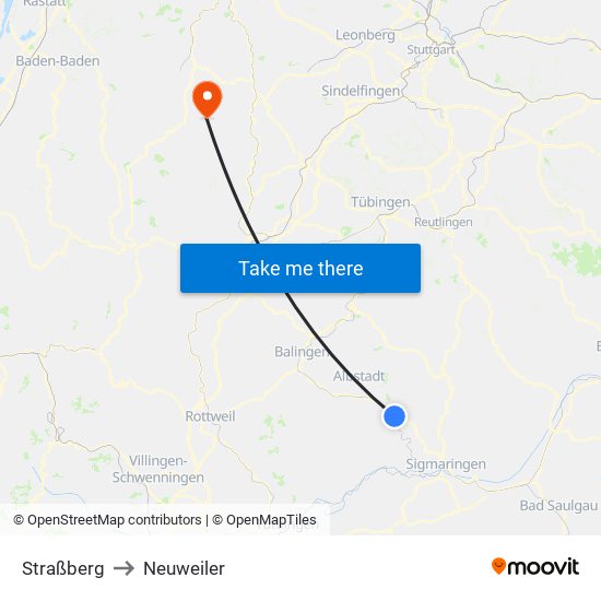 Straßberg to Neuweiler map