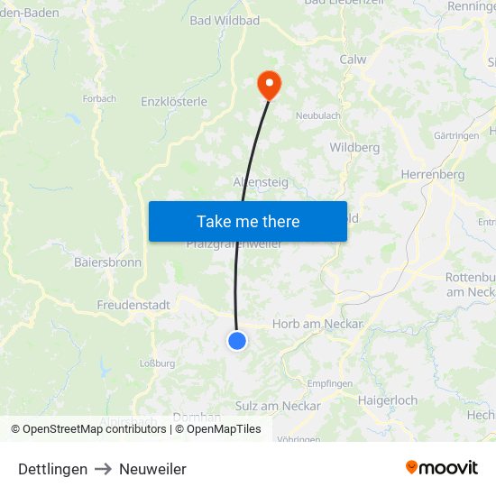 Dettlingen to Neuweiler map