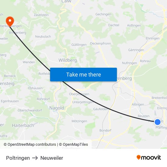 Poltringen to Neuweiler map