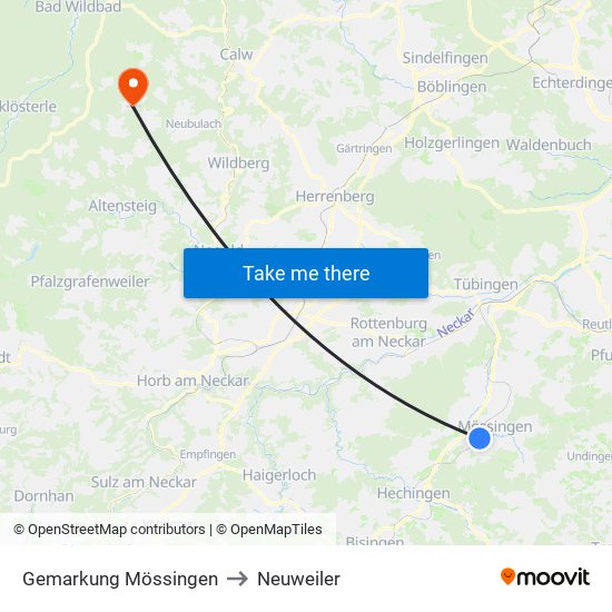 Gemarkung Mössingen to Neuweiler map