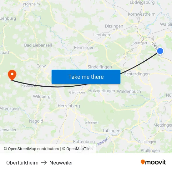Obertürkheim to Neuweiler map