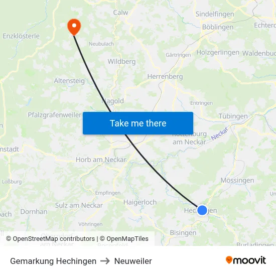 Gemarkung Hechingen to Neuweiler map
