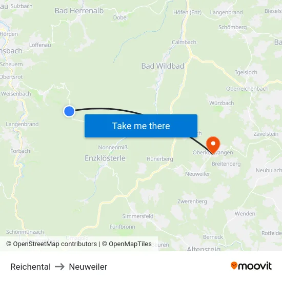 Reichental to Neuweiler map