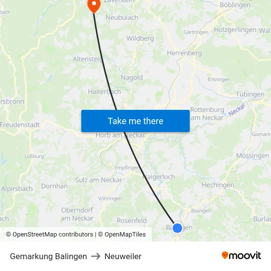 Gemarkung Balingen to Neuweiler map