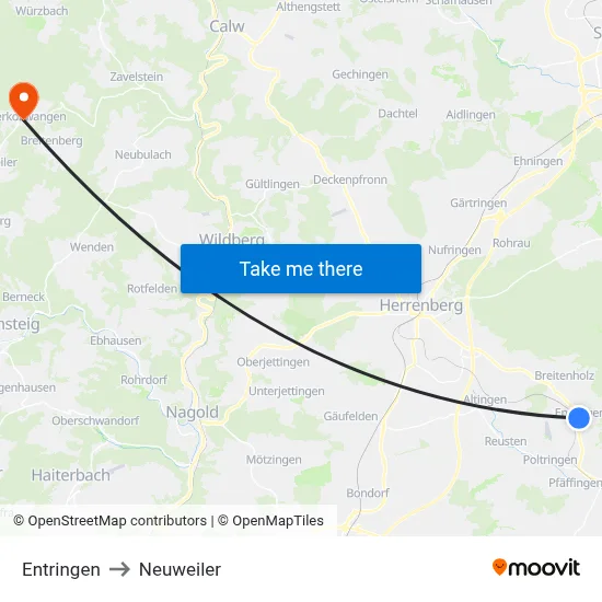Entringen to Neuweiler map