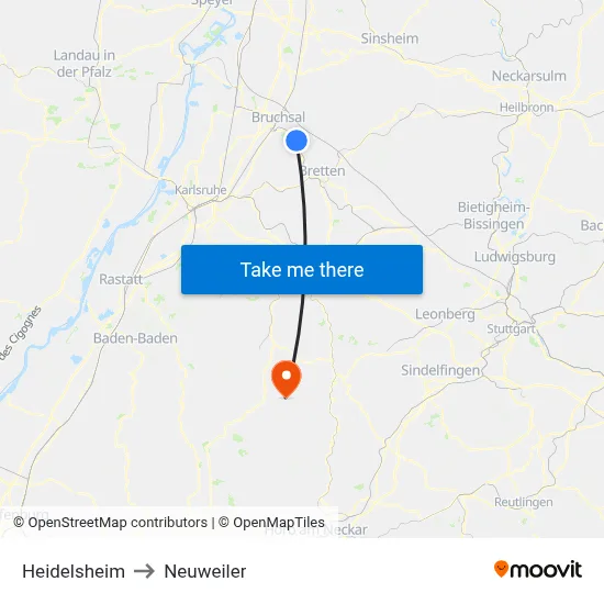 Heidelsheim to Neuweiler map