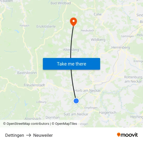 Dettingen to Neuweiler map