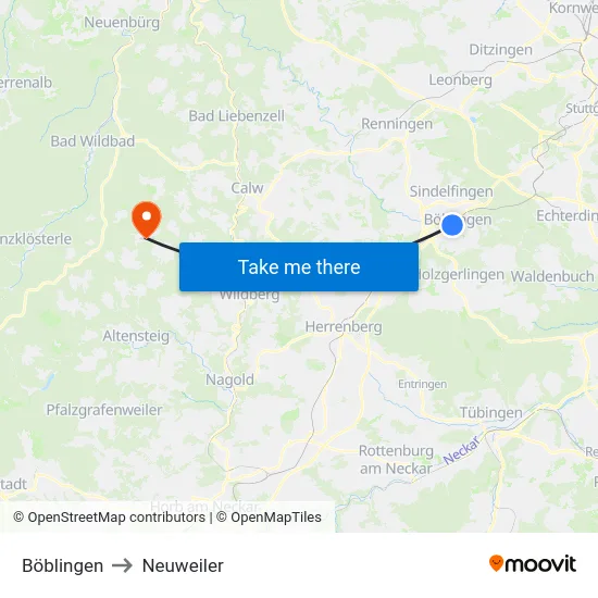 Böblingen to Neuweiler map