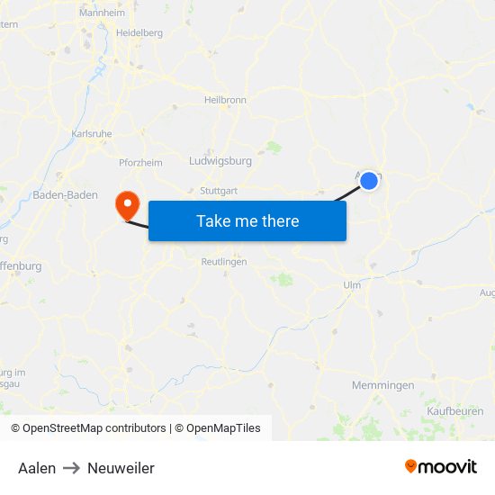 Aalen to Neuweiler map