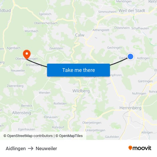 Aidlingen to Neuweiler map