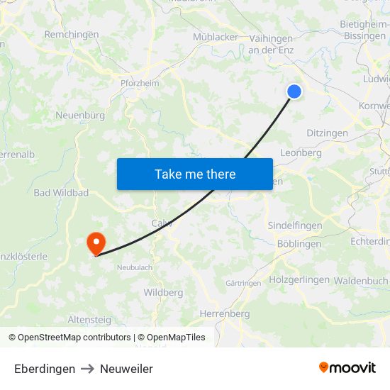 Eberdingen to Neuweiler map