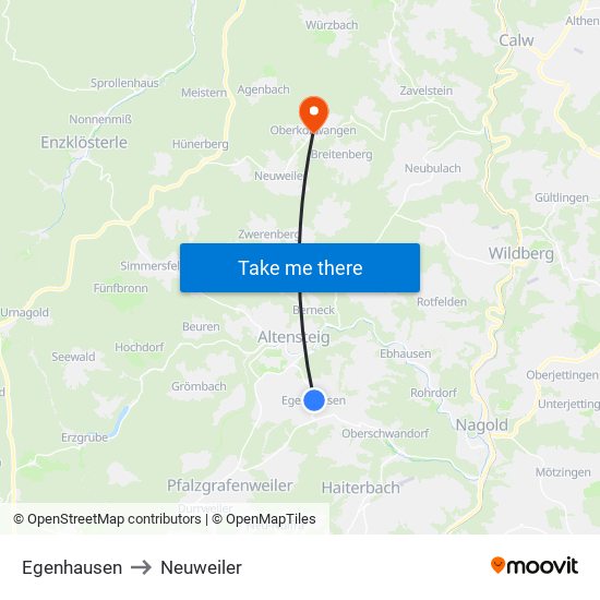 Egenhausen to Neuweiler map