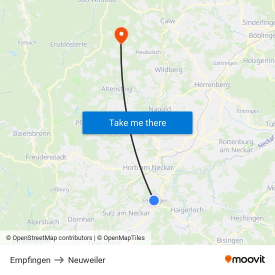 Empfingen to Neuweiler map