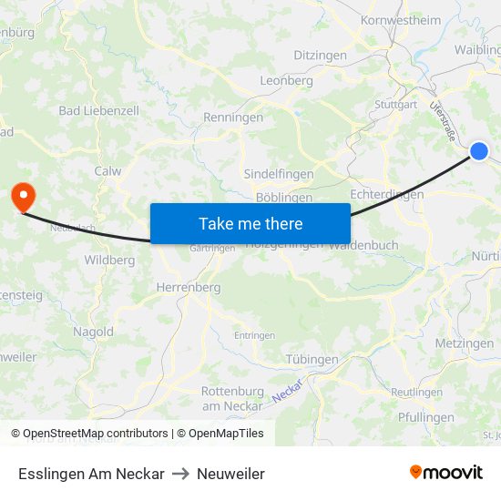 Esslingen Am Neckar to Neuweiler map