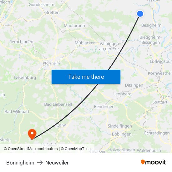 Bönnigheim to Neuweiler map