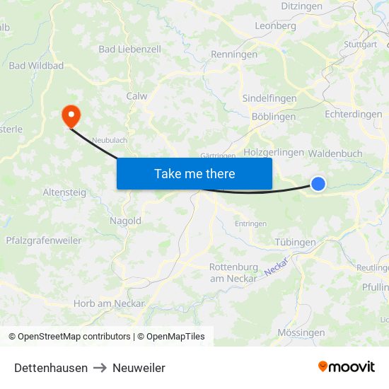 Dettenhausen to Neuweiler map