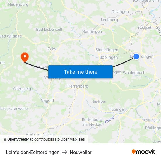 Leinfelden-Echterdingen to Neuweiler map