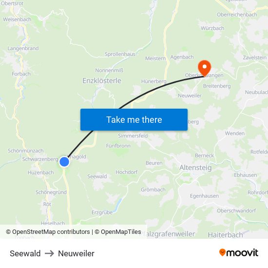 Seewald to Neuweiler map