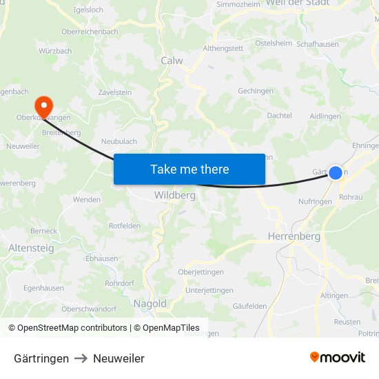 Gärtringen to Neuweiler map