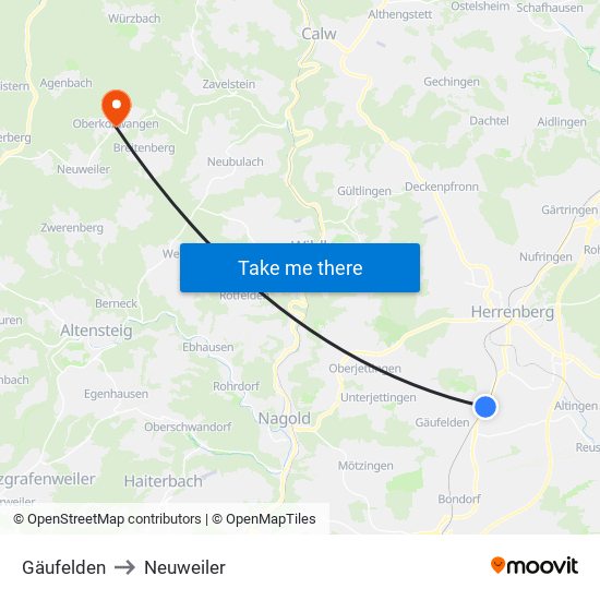 Gäufelden to Neuweiler map