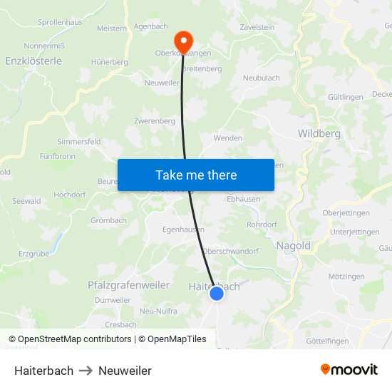 Haiterbach to Neuweiler map