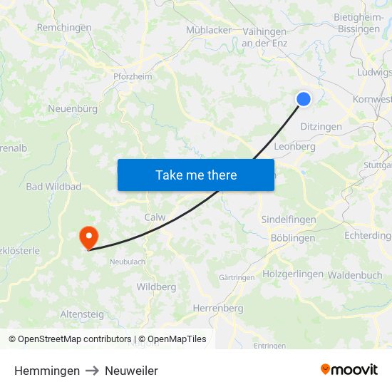 Hemmingen to Neuweiler map