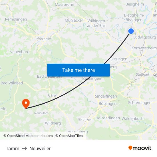 Tamm to Neuweiler map