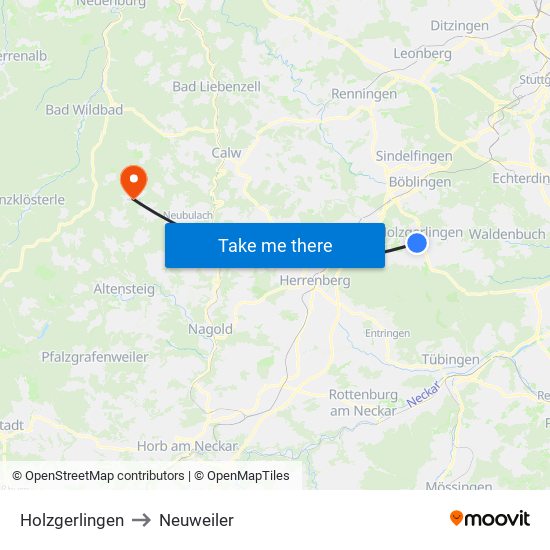 Holzgerlingen to Neuweiler map