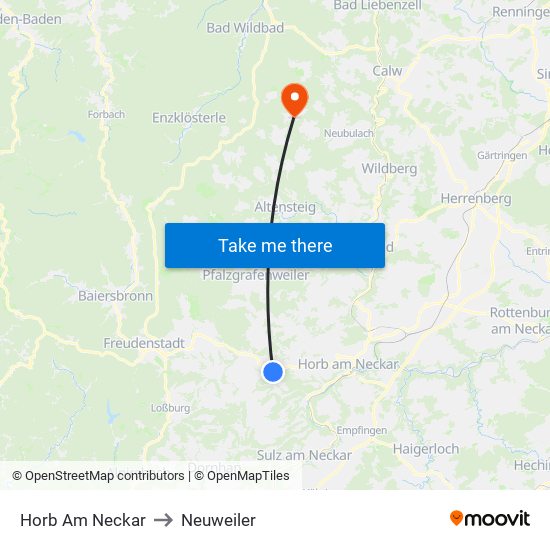 Horb Am Neckar to Neuweiler map