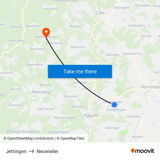 Jettingen to Neuweiler map