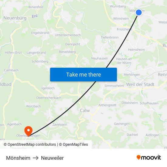 Mönsheim to Neuweiler map