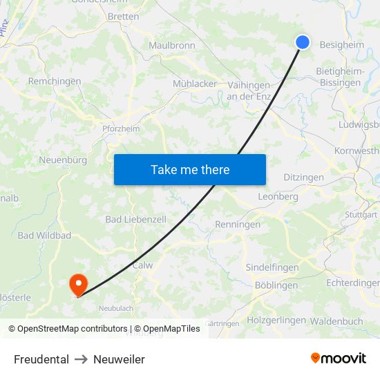 Freudental to Neuweiler map